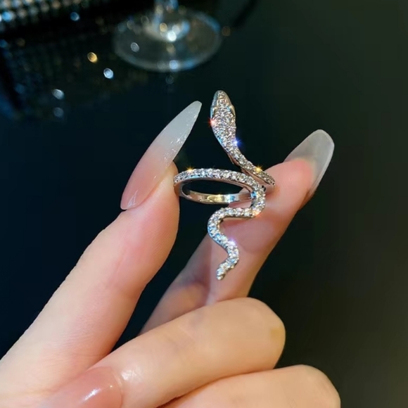 Rhinestone Snake Ring Adjustable - Picture 3 of 9